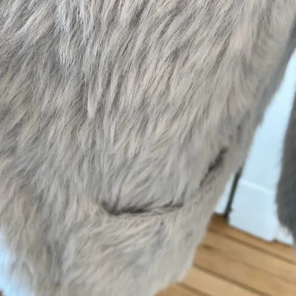 Free People Faux Fur Silver Cloud Cardigan, Size M