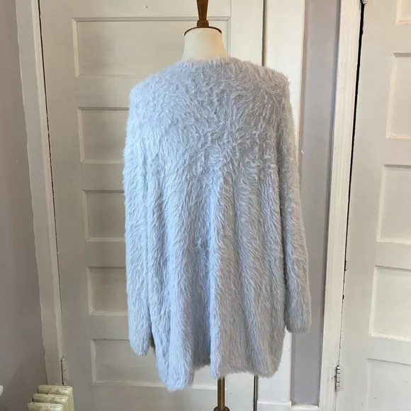 Free People Faux Fur Silver Cloud Cardigan, Size M