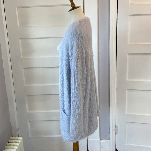 Free People Faux Fur Silver Cloud Cardigan, Size M