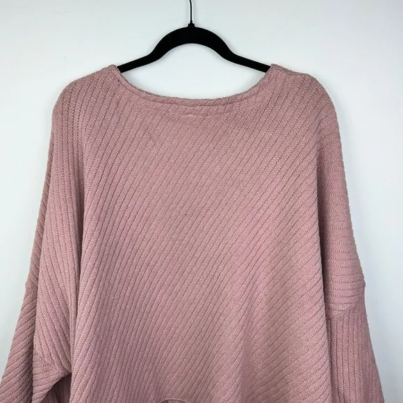 Free People Pink I Can’t Wait Cropped Cuff Oversized Sweater Rose Pink Women's L
