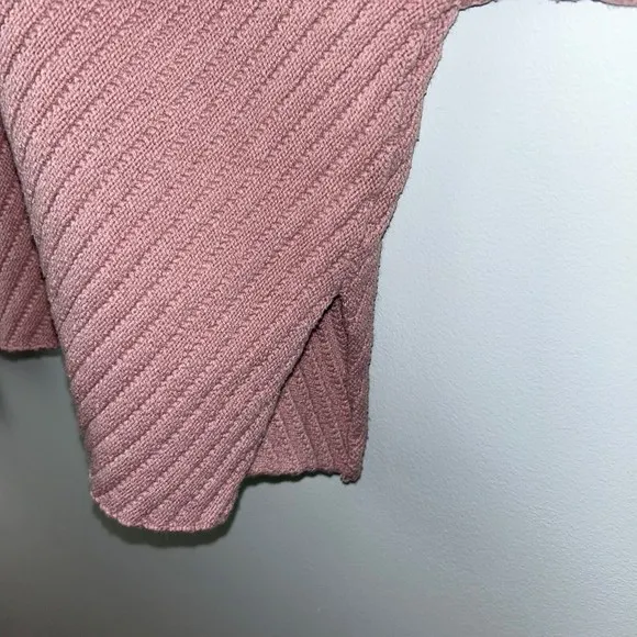 Free People Pink I Can’t Wait Cropped Cuff Oversized Sweater Rose Pink Women's L