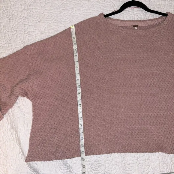 Free People Pink I Can’t Wait Cropped Cuff Oversized Sweater Rose Pink Women's L