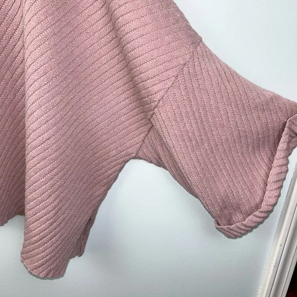 Free People Pink I Can’t Wait Cropped Cuff Oversized Sweater Rose Pink Women's L