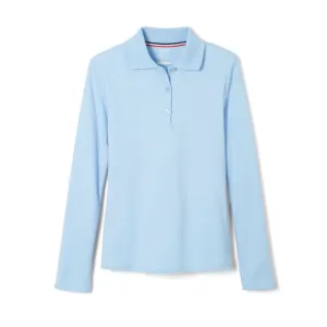 French Toast Girls Long Sleeve Picot Collar Polo - Light Blue