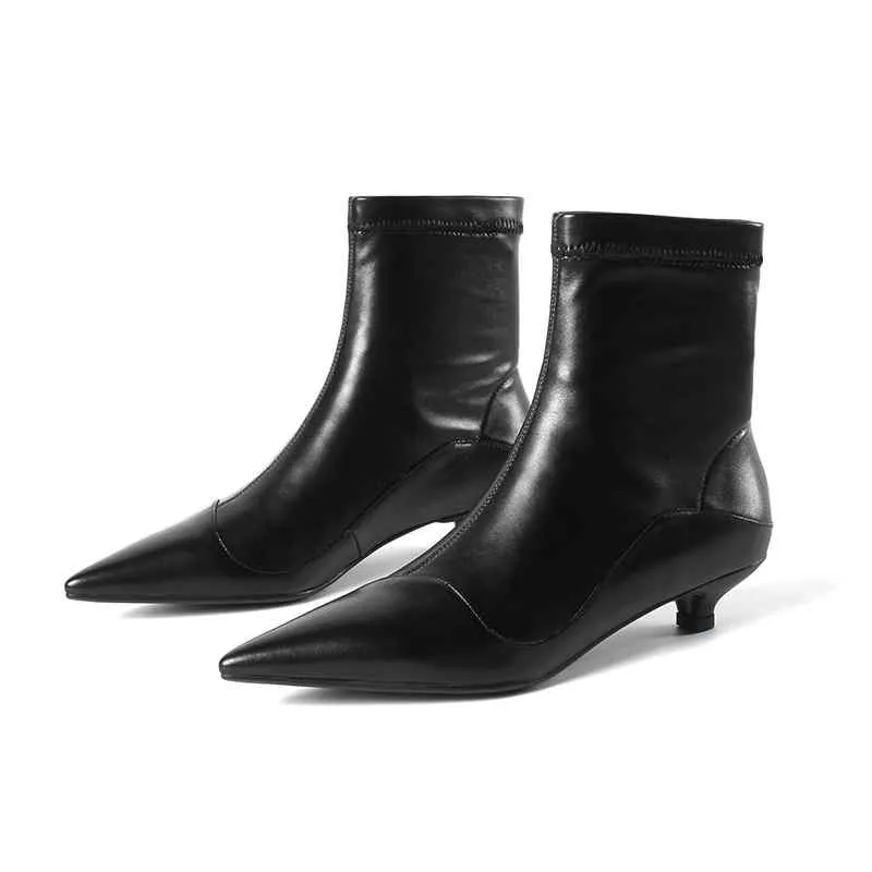 genuine leather strange heels beauty girl stretch boots women brand shoes European Chelsea design ankle boots