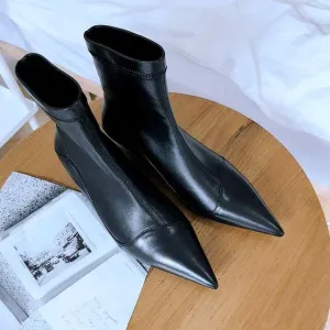 genuine leather strange heels beauty girl stretch boots women brand shoes European Chelsea design ankle boots