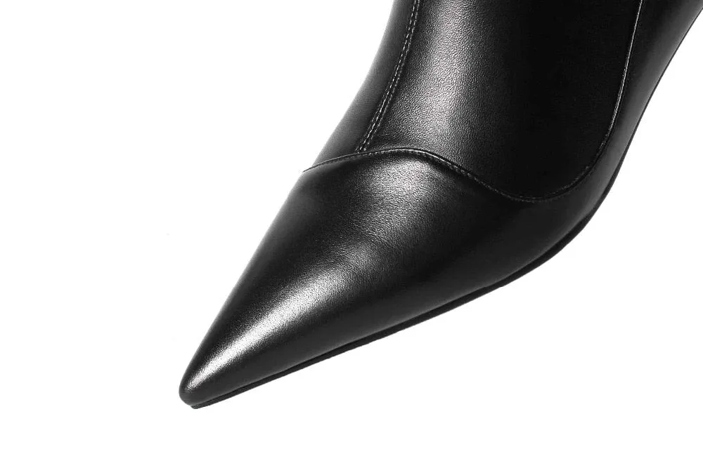 genuine leather strange heels beauty girl stretch boots women brand shoes European Chelsea design ankle boots