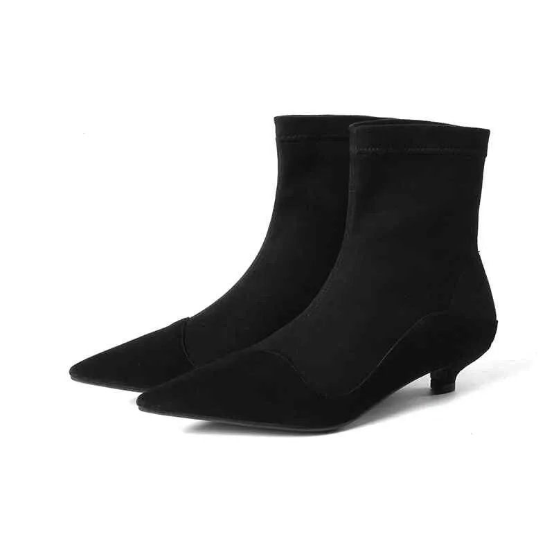 genuine leather strange heels beauty girl stretch boots women brand shoes European Chelsea design ankle boots