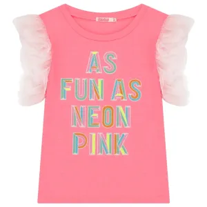 Girls Pink Tulle Neon T-Shirt
