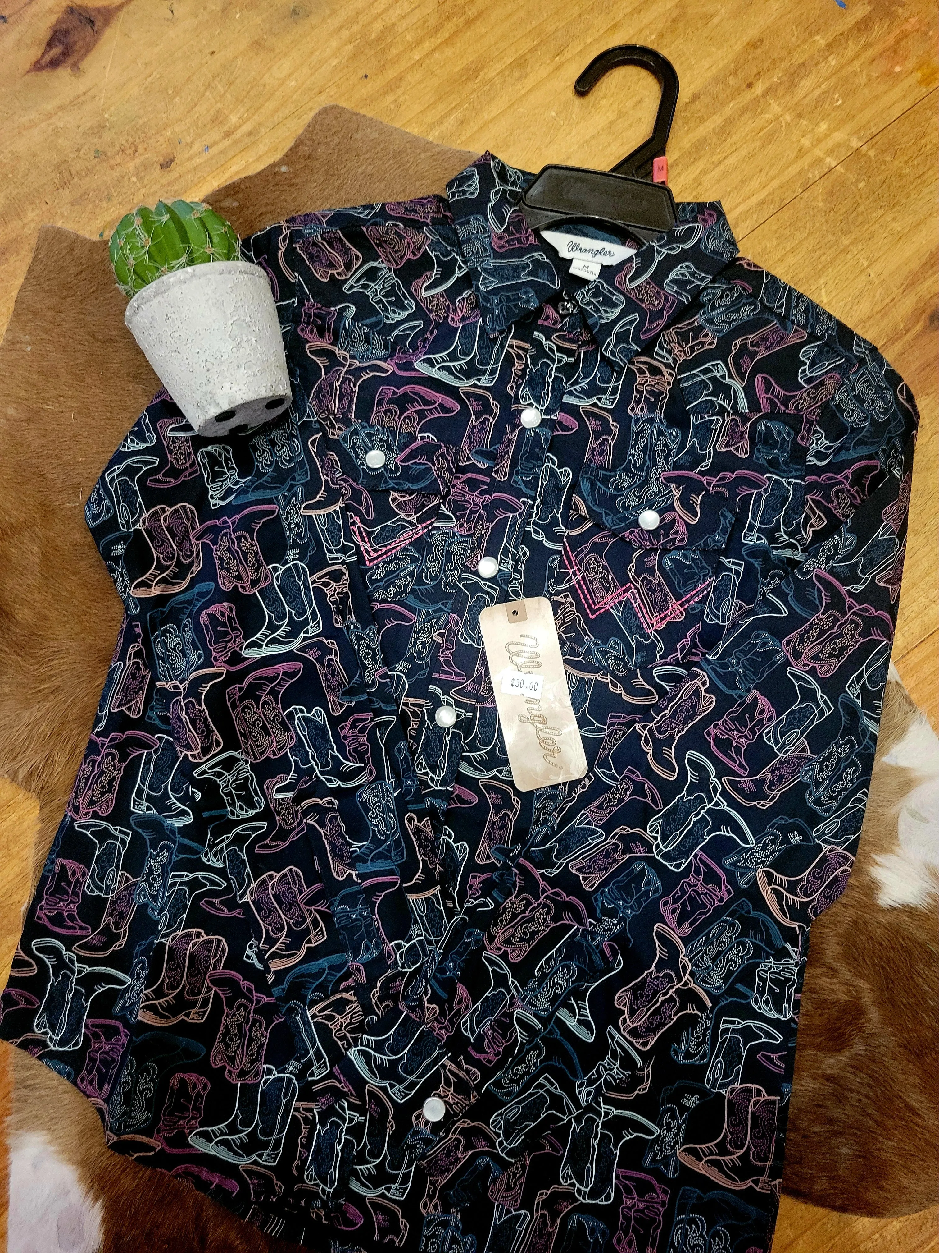 Girls Western Top - Neon Boots