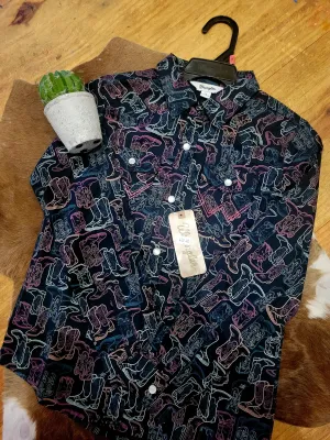 Girls Western Top - Neon Boots