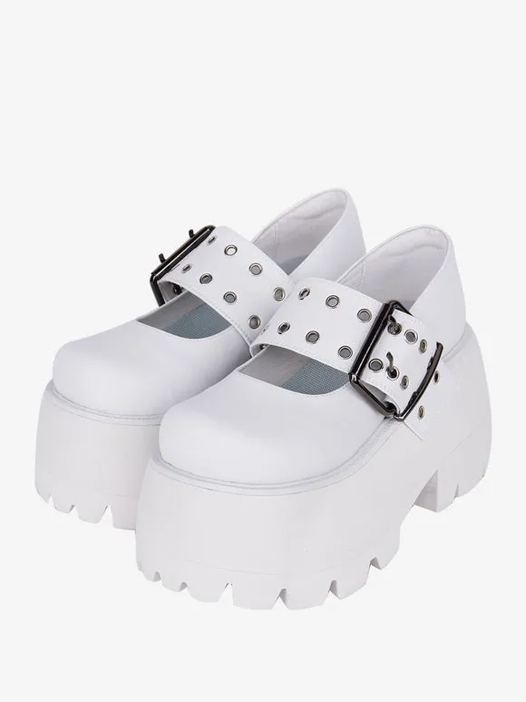 Gothic Lolita Boots PU Leather PU Round Toe Black Lolita Footwear