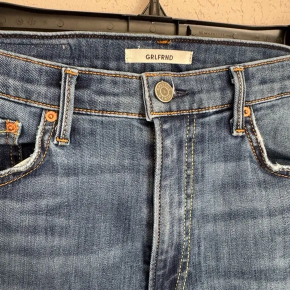 GRLFRND Reed Light Wash Blue Denim Cropped High Rise Skinny Jean Womens 28