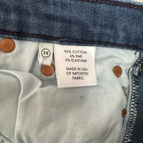 GRLFRND Reed Light Wash Blue Denim Cropped High Rise Skinny Jean Womens 28