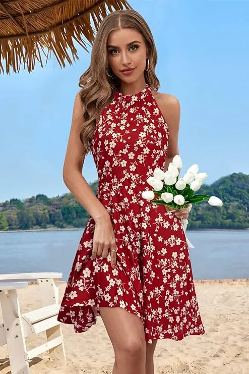 Halter Neck Floral Summer Casual Sundress