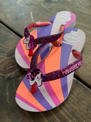 Havaianas Kids Slim Glitter II Flip Flop Pink Unicorn
