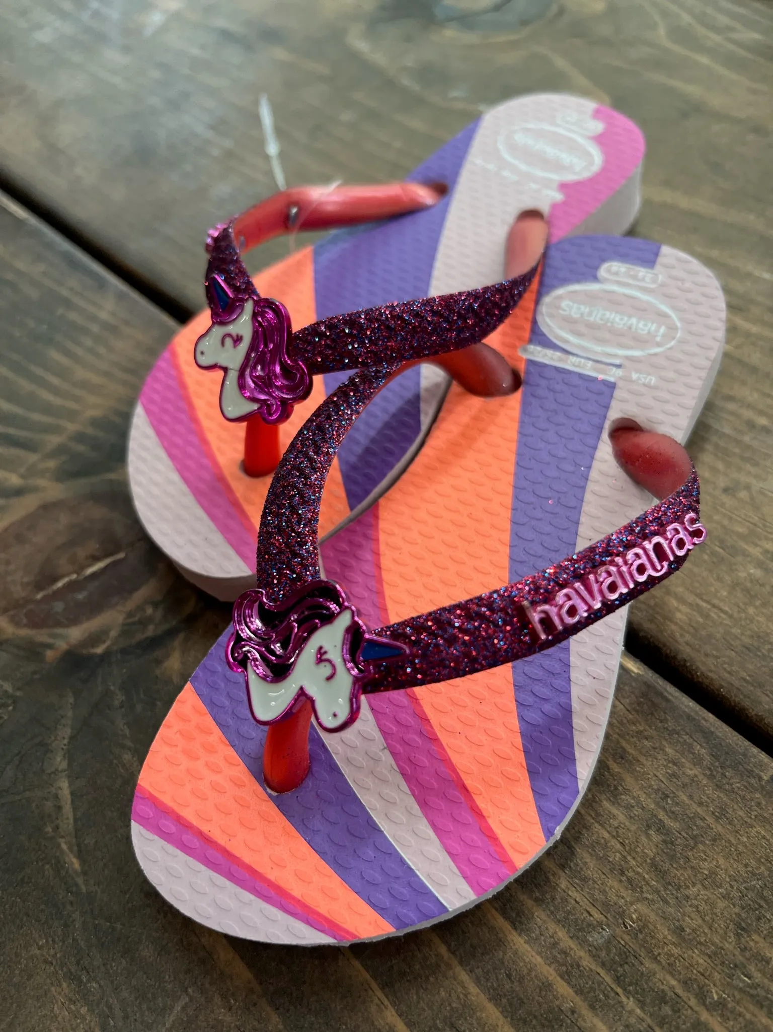 Havaianas Kids Slim Glitter II Flip Flop Pink Unicorn