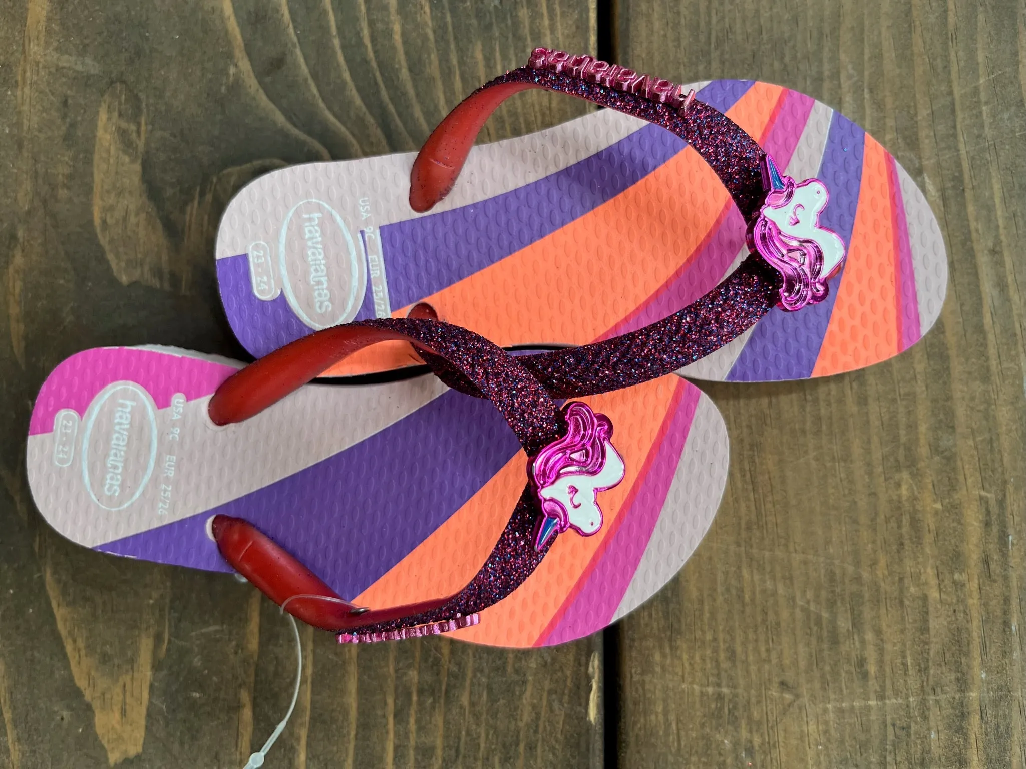 Havaianas Kids Slim Glitter II Flip Flop Pink Unicorn