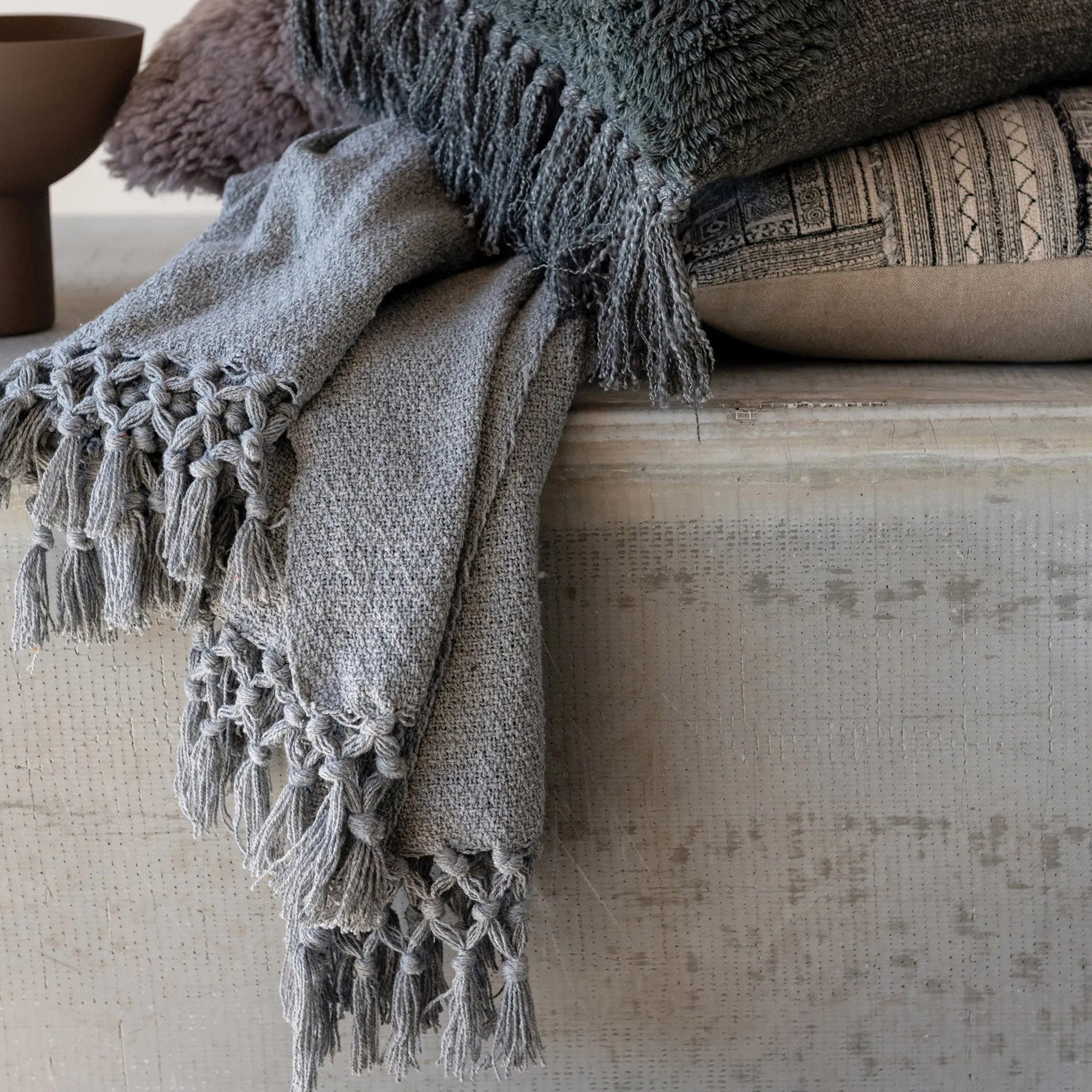 HEATHER COTTON TASSELED THROW