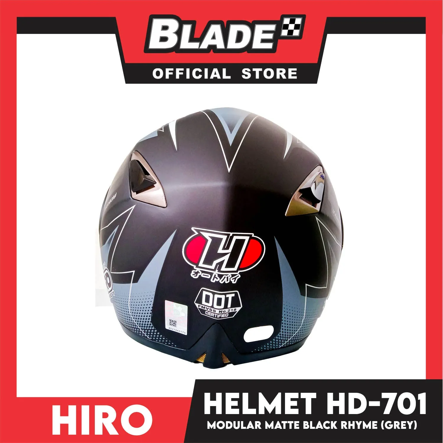 HIRO Helmet FU (Large) HD-701 Matte Black Rhyme Grey Color (Modular)