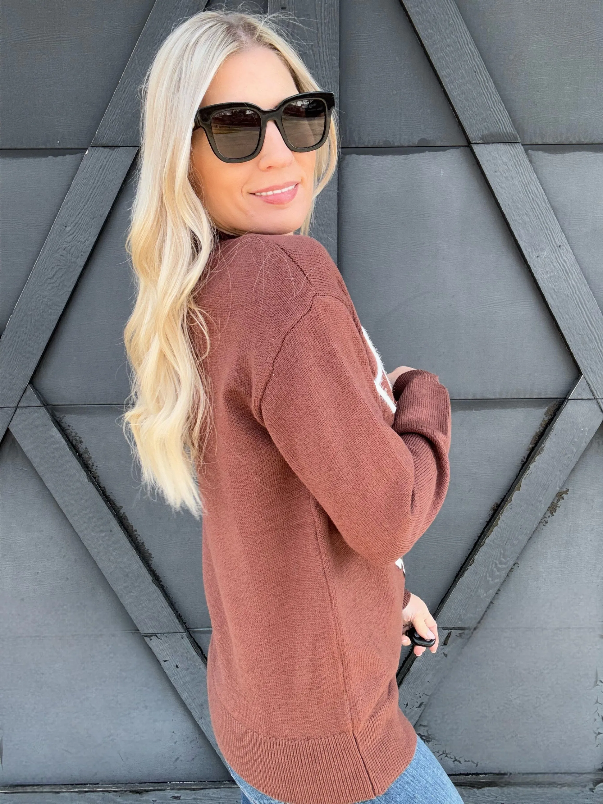 Howdy Cowboy Boot Sweater In Coffee