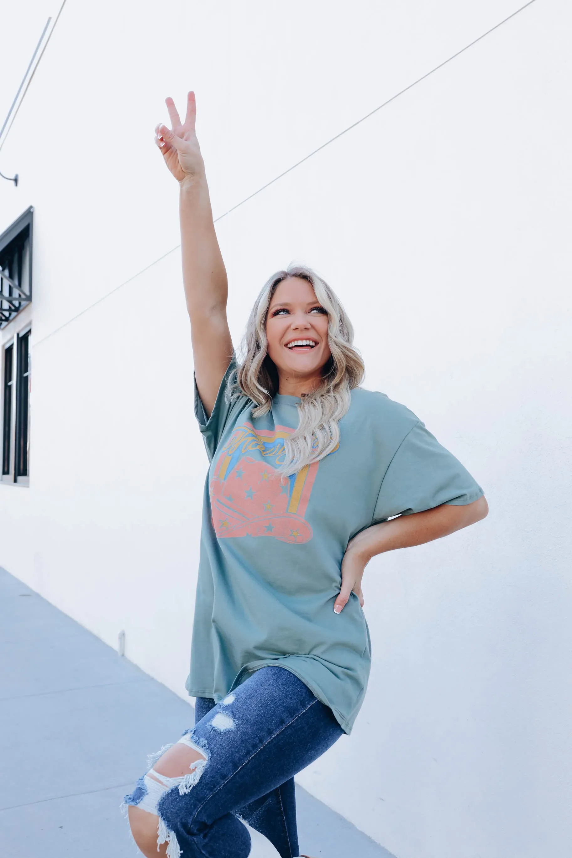 Howdy Cowboy Hat Graphic Tee - Olive