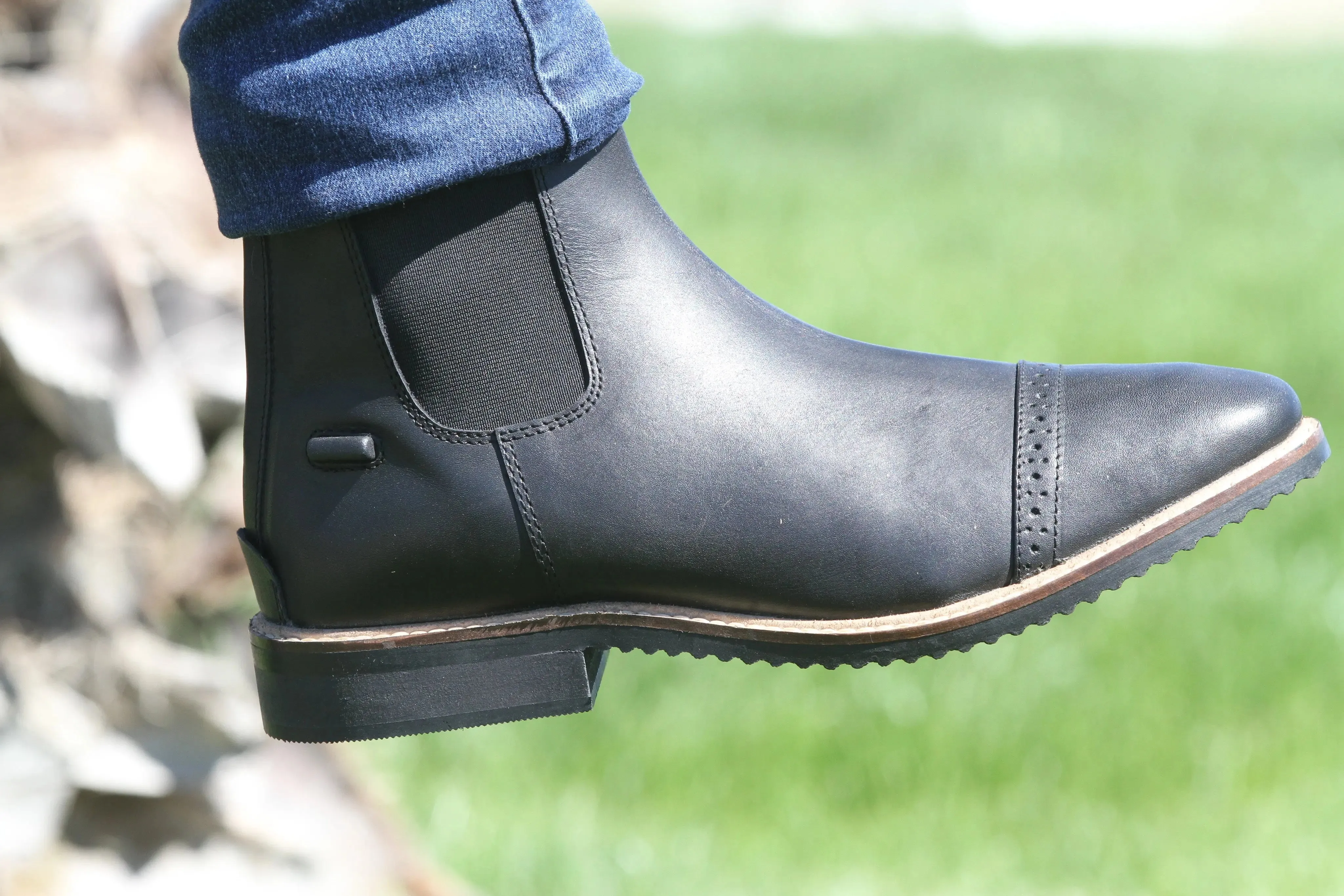 Huntley Equestrian Adult Classic Black Leather Zipper Paddock Boot