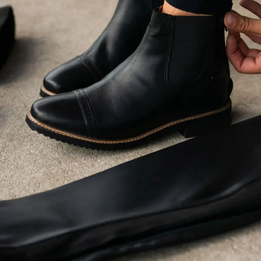 Huntley Equestrian Adult Classic Black Leather Zipper Paddock Boot