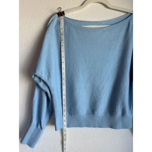 Intermix Cotton/Silk/Cashmere Blend Bateau Neck Dolman Sleeve Cropped Sweater