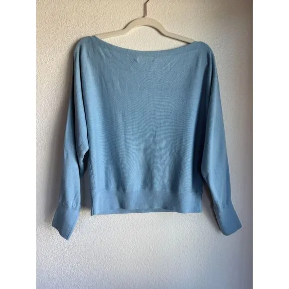 Intermix Cotton/Silk/Cashmere Blend Bateau Neck Dolman Sleeve Cropped Sweater