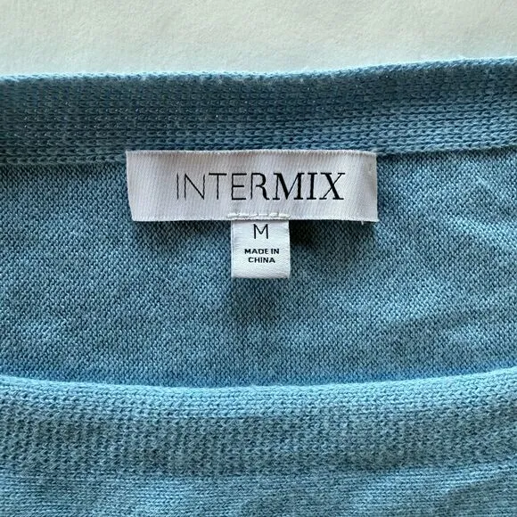 Intermix Cotton/Silk/Cashmere Blend Bateau Neck Dolman Sleeve Cropped Sweater