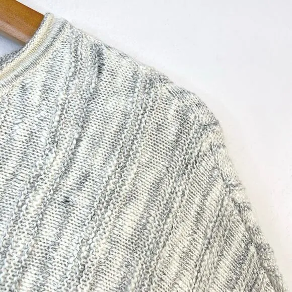 J Jill Cream Back Button Long Tunic Cotton Blend Fringe Sweater Womens XL new