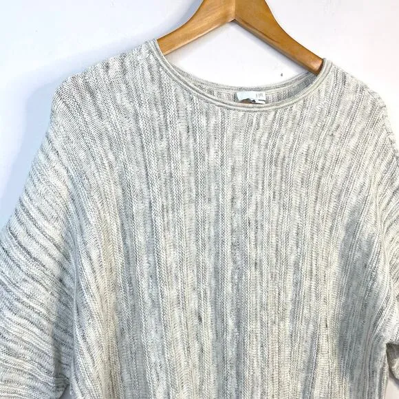 J Jill Cream Back Button Long Tunic Cotton Blend Fringe Sweater Womens XL new