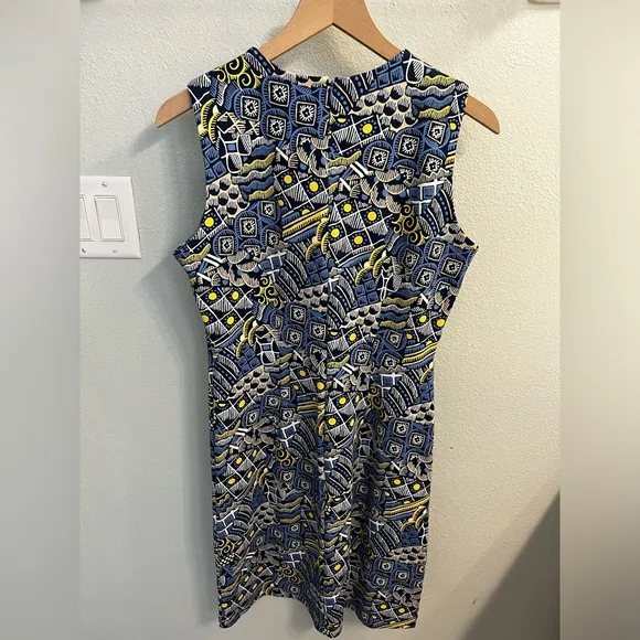 J. McLaughlin Dress Devon Sheath Dress in NavyBlue&amp;Yellow Talavera Bainbridge