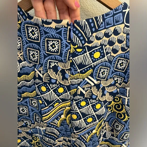 J. McLaughlin Dress Devon Sheath Dress in NavyBlue&amp;Yellow Talavera Bainbridge