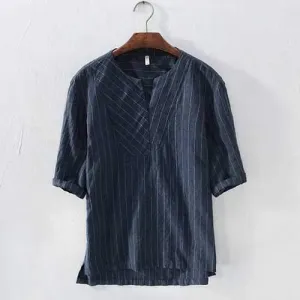 Japanese-style Striped Cotton Casual T Shirt