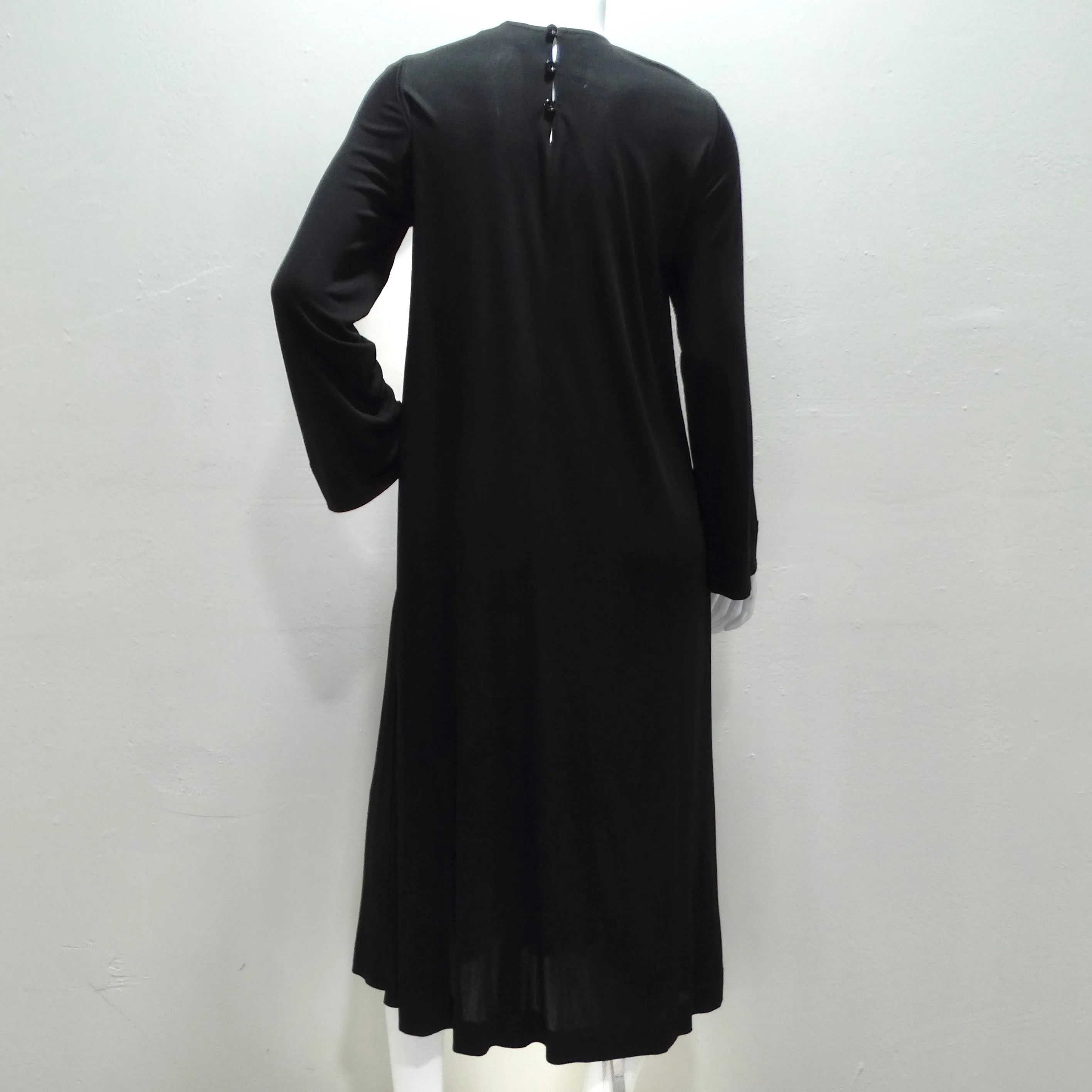 Jean Mur 1980s Black Keyhole Maxi Dress