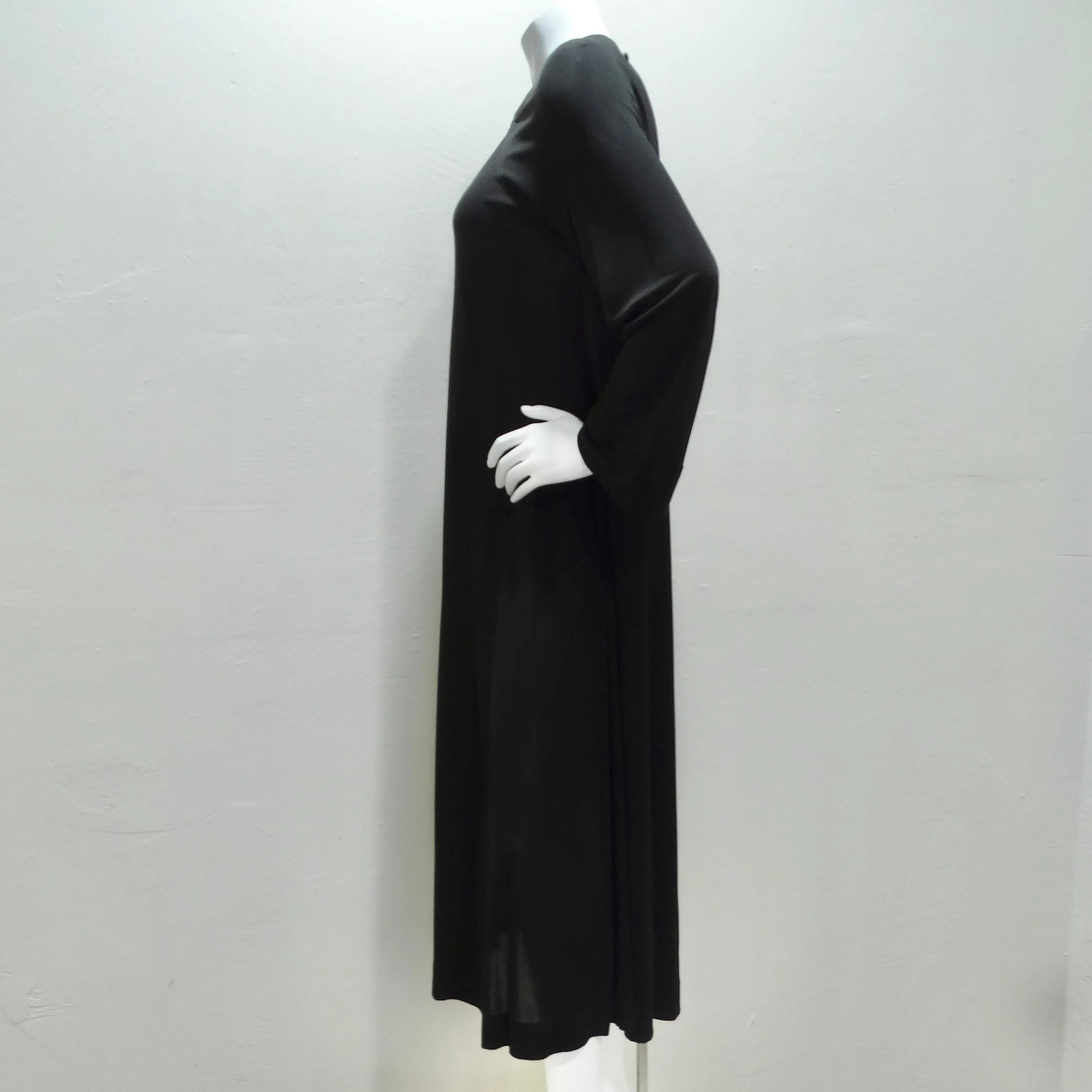 Jean Mur 1980s Black Keyhole Maxi Dress