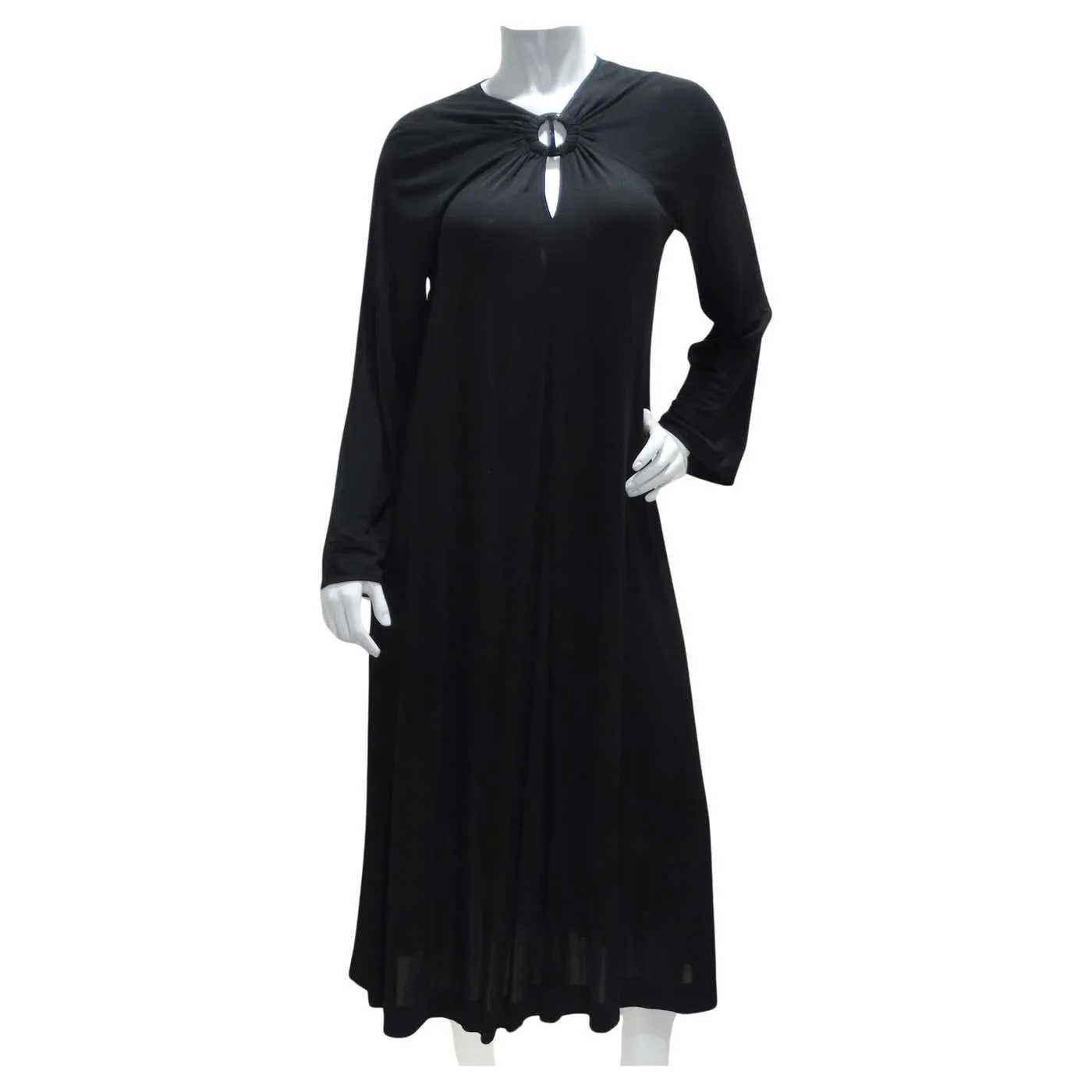 Jean Mur 1980s Black Keyhole Maxi Dress