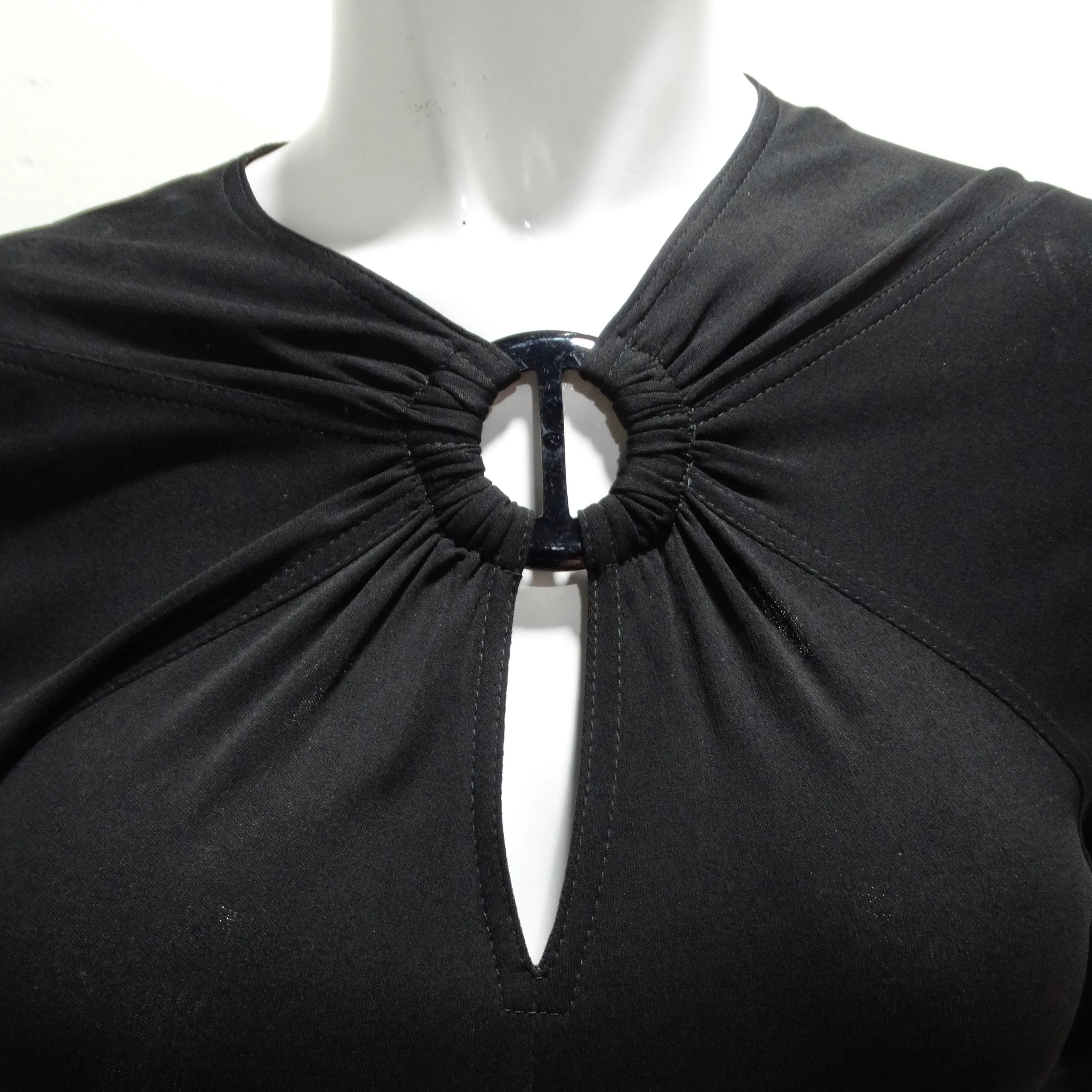 Jean Mur 1980s Black Keyhole Maxi Dress