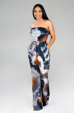 Juliana Jumpsuit (Blue/Carrot) FINAL SALE