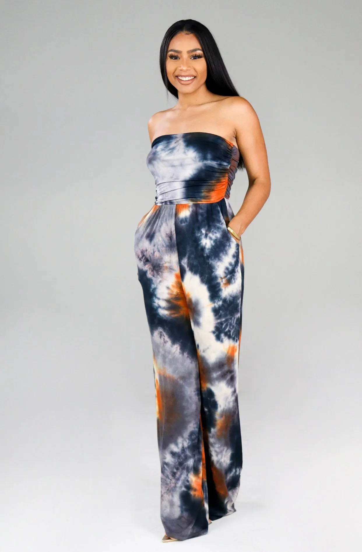 Juliana Jumpsuit (Blue/Carrot) FINAL SALE