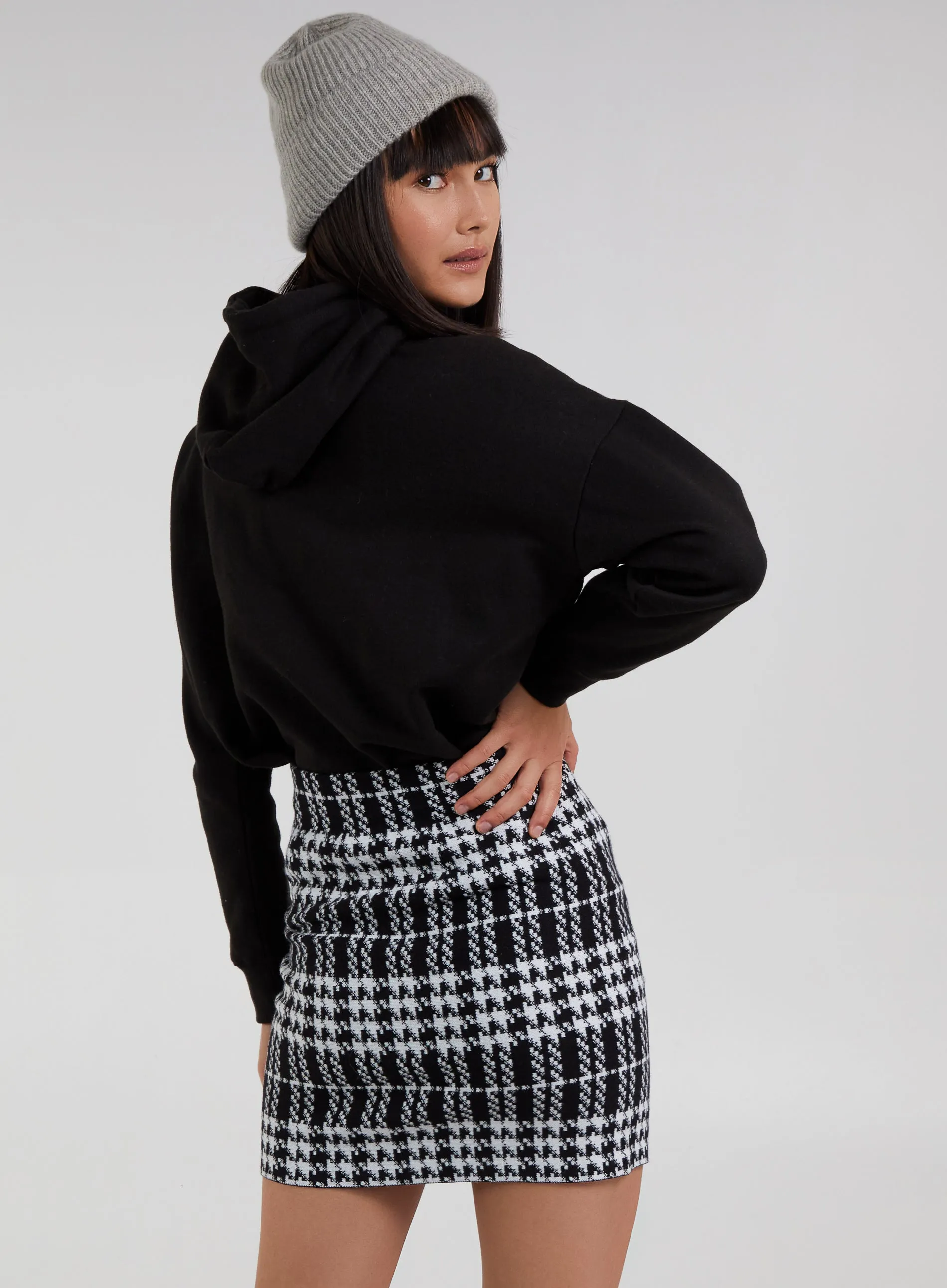 Knitted Check Mini Skirt