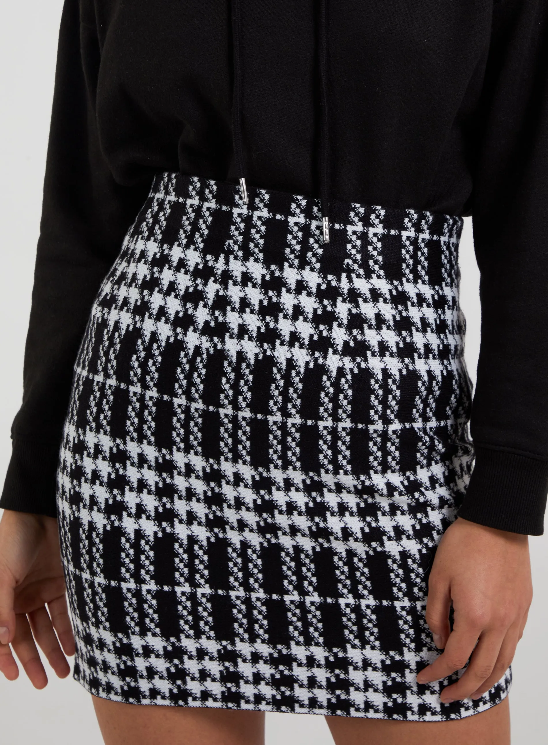 Knitted Check Mini Skirt