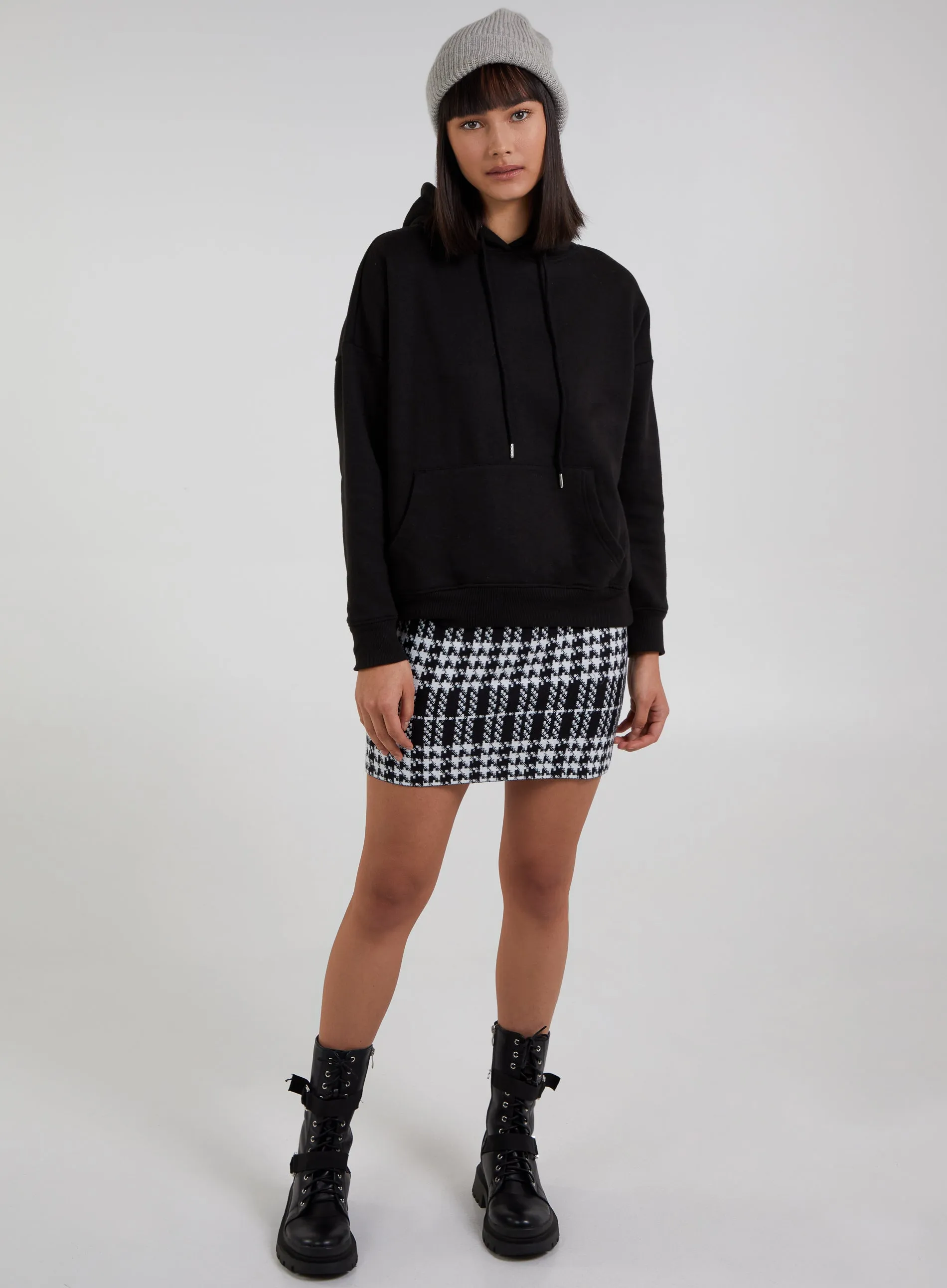 Knitted Check Mini Skirt