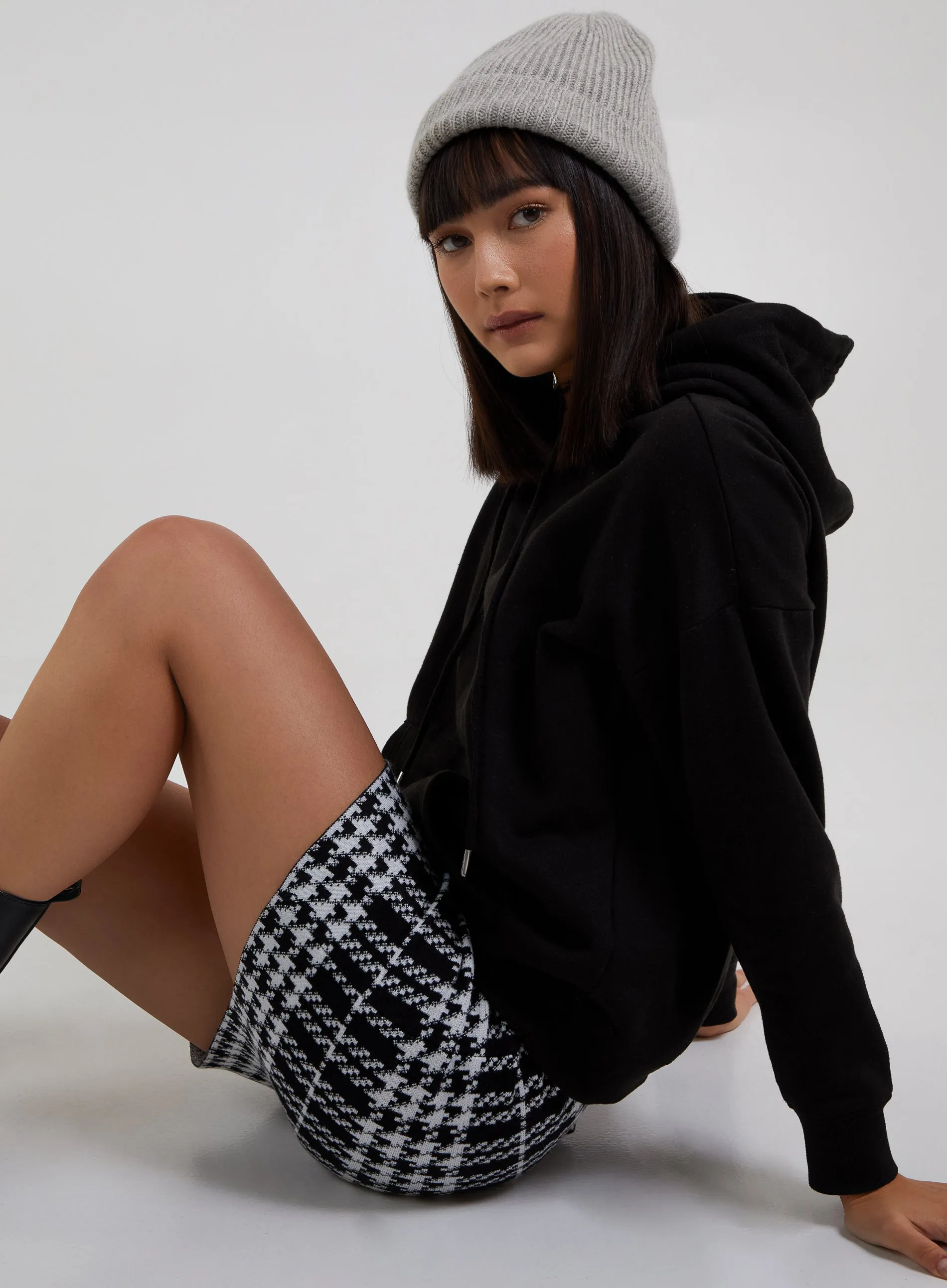 Knitted Check Mini Skirt