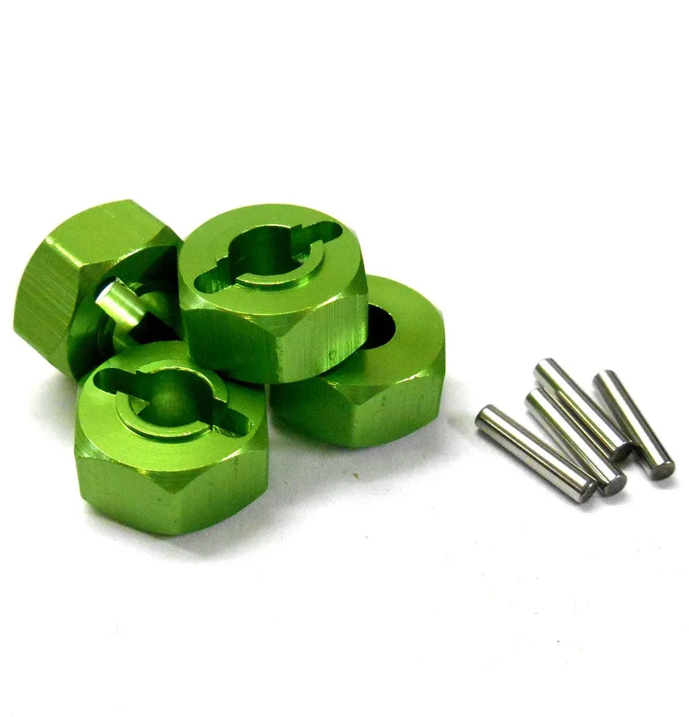 L9812 1/10 Scale Aluminium Alloy Pin Drive Wheel Hex Hub 12mm Green 6mm Wide x4