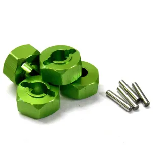 L9812 1/10 Scale Aluminium Alloy Pin Drive Wheel Hex Hub 12mm Green 6mm Wide x4