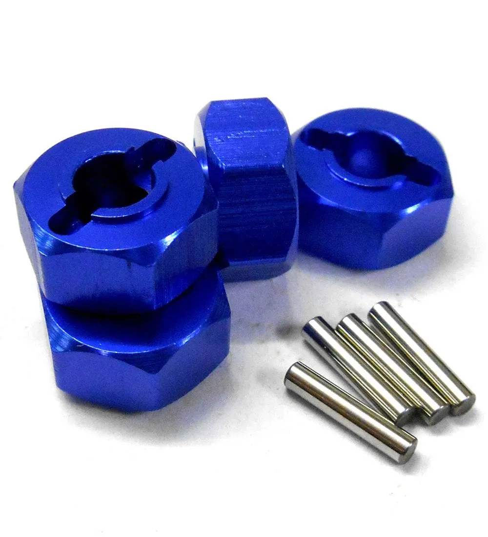 L9814 1/10 Scale Aluminium Alloy Pin Drive Wheel Hex Hub 12mm Navy Blue 6mm Wide x4