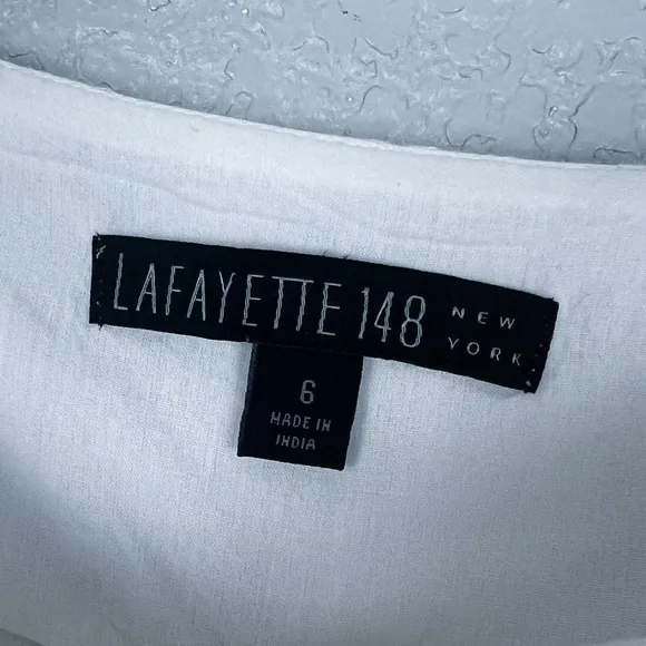 Lafayette 148 A-Line White Geometric Lightweight Skirt 6 - Flowy, Lined, Summer